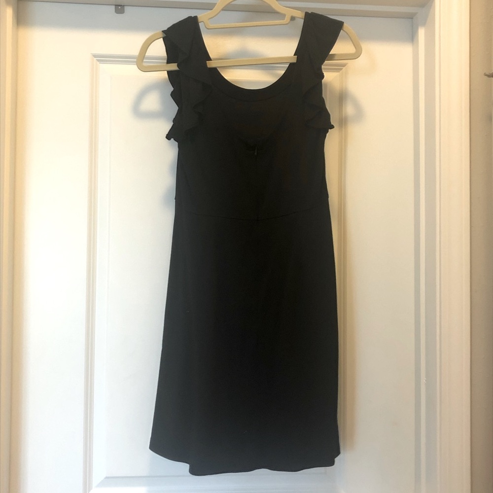 Loft Black Dress Ruffle Sleeve